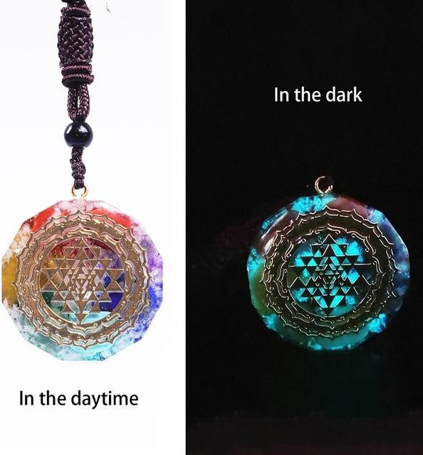 Wucifang Jewelry Orgonit-Anhänger Sri Yantra Halskette, Kupfer, Unisex - Bild 1