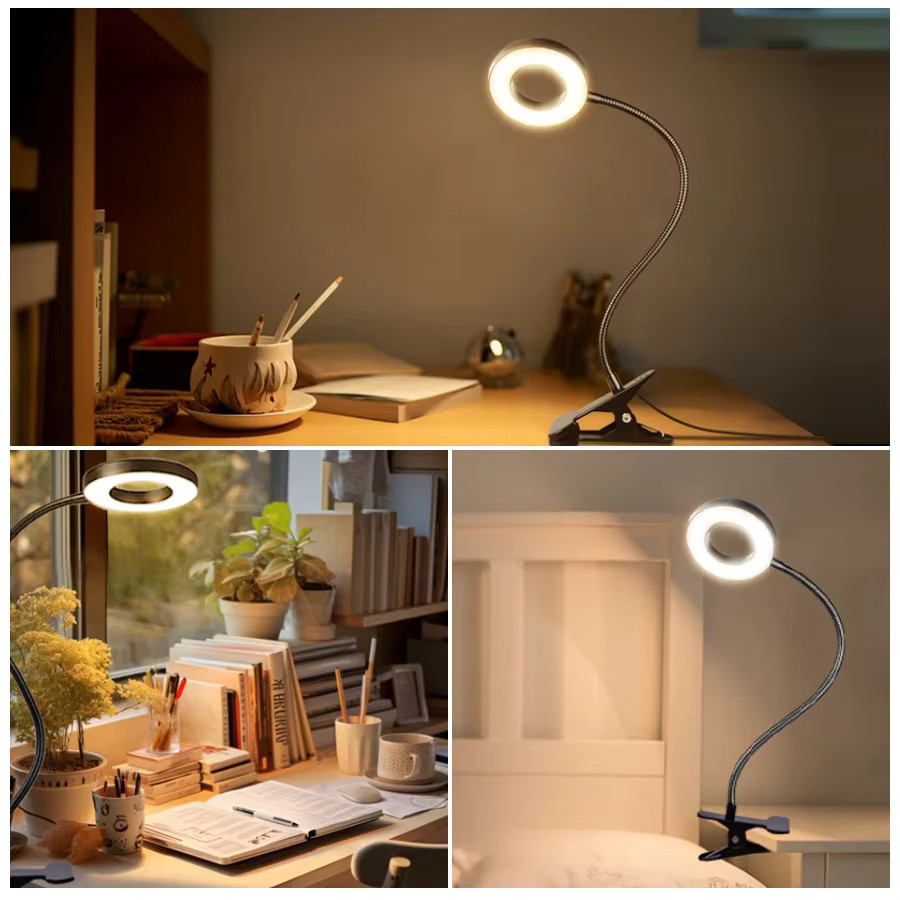 GGBEE USB-LED-Schreibtischleuchte zum Anklemmen in Schwarz, dimmbare flexible Leselampe mit 3 Farbmodi für Büro und Schlafzimmer - Bild 5