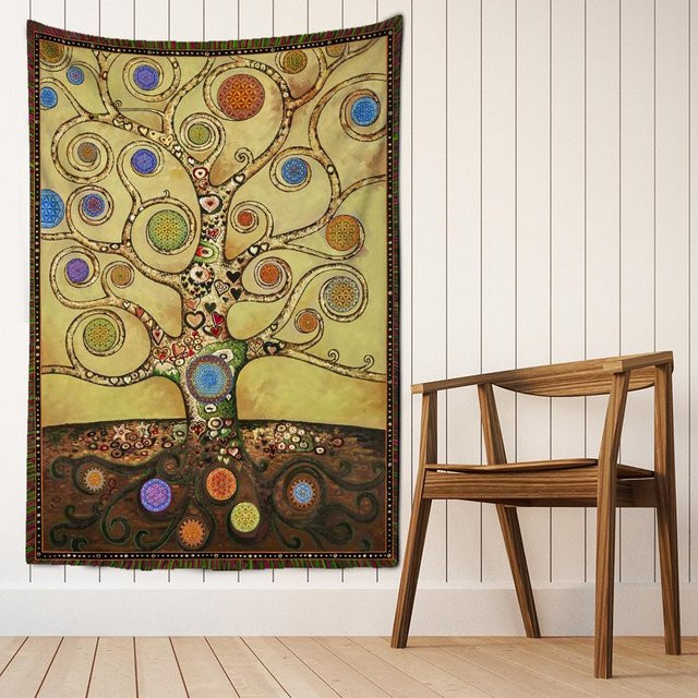 Baum des Lebens Wandteppich von Binchi Outdoor Equipment, Bohemian Wandbehang in Multicolour, Breite: 320 cm, Höhe: 182 cm - Bild 1