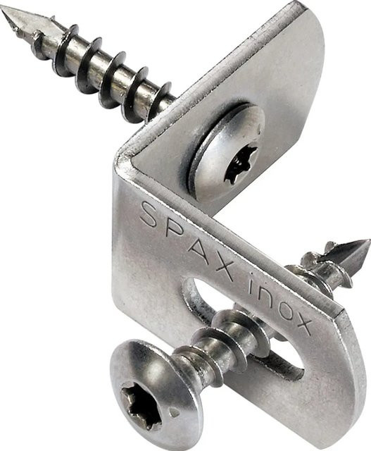 Spax Zaunverbinder aus Edelstahl in Blank, 4er-Set - Bild 1