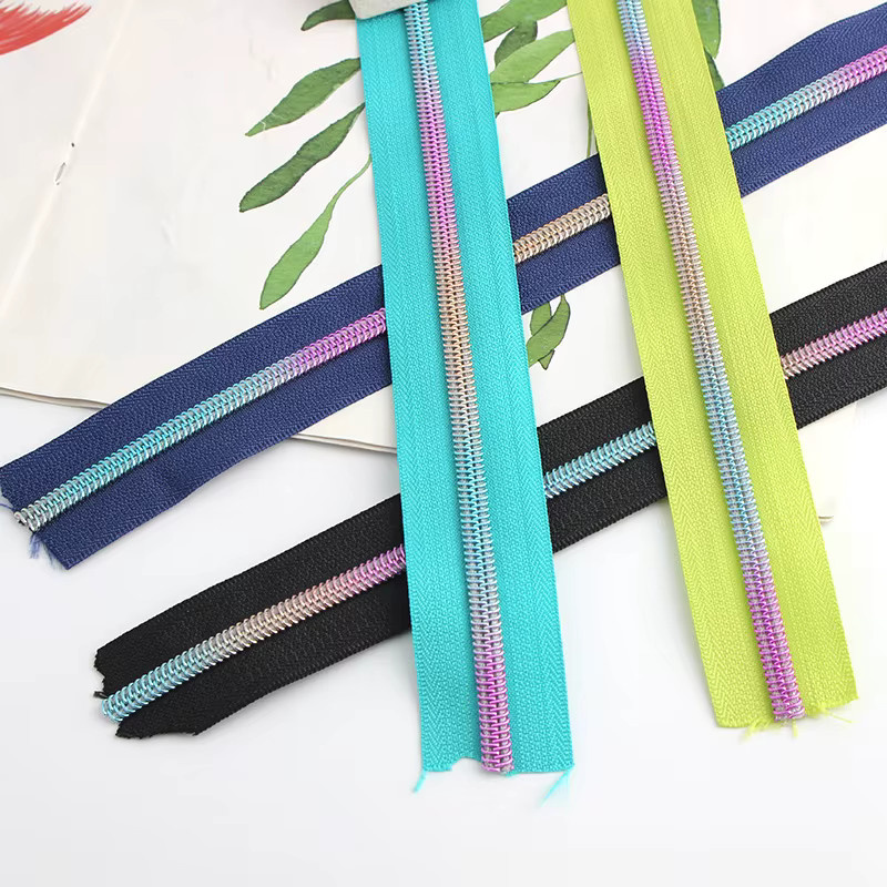 7 Farben Kunststoff-Nylon-Reißverschlussband mit dekorativen Abziehern für DIY Nähen und Basteln, 2 Yards, Mehrfarbig - Bild 4