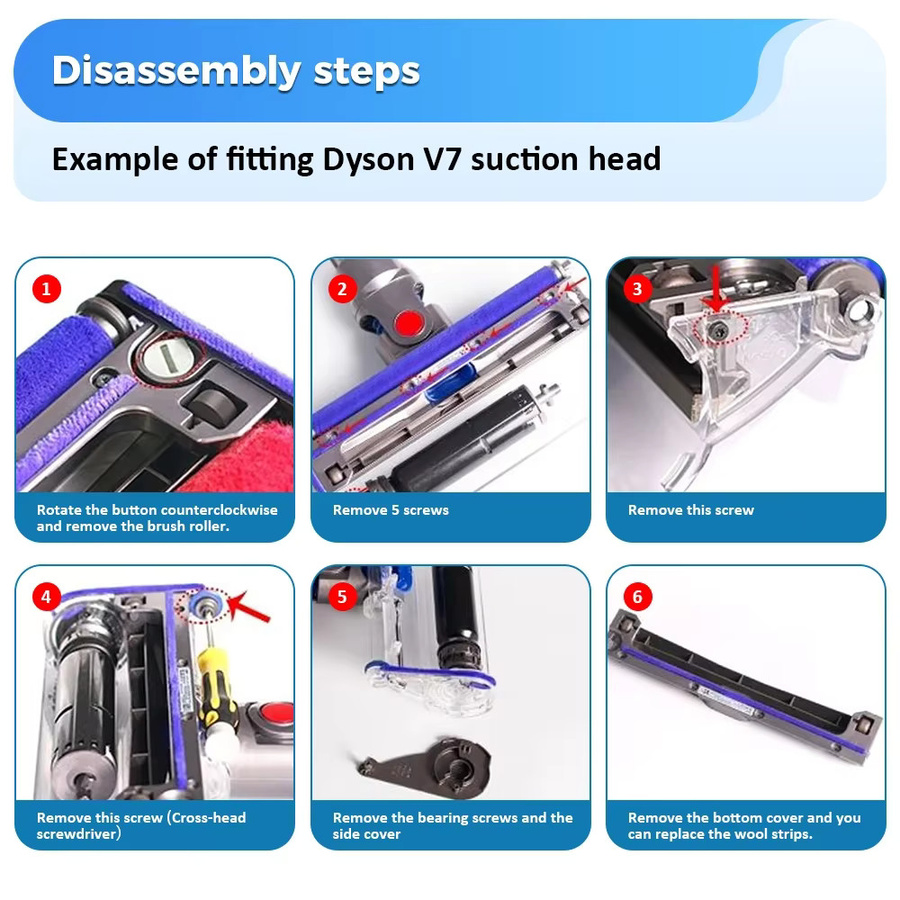 Dyson Staubsauger Zubehör Set mit weichen Plüschstreifen für V6 V7 V8 V10 V11 V15 Modelle - Bild 2