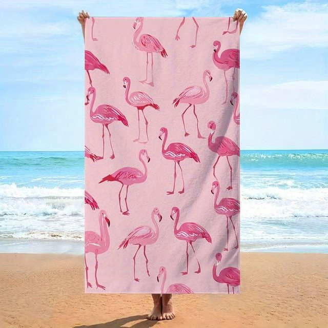 Dalangpa Handtuch mit Flamingo Muster aus weicher Mikrofaser, B: 30 cm, H: 60 cm - Bild 1