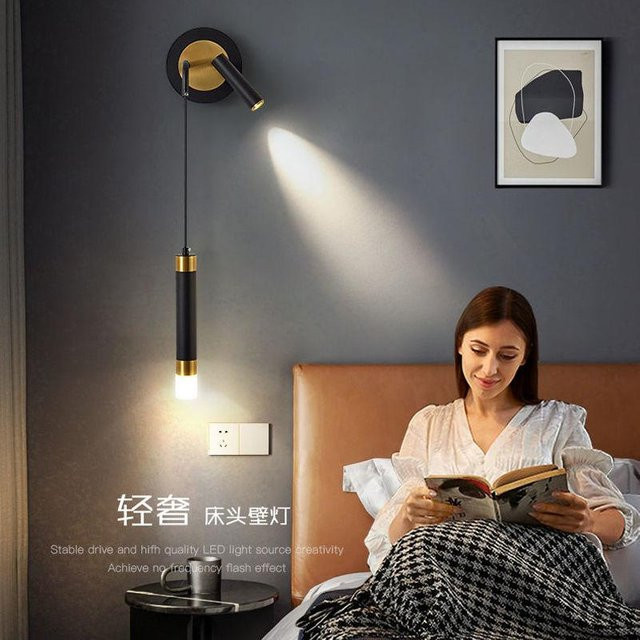 Yuda Lighting Moderne LED Wandlampe mit Spotlight in Schwarz für Wohnzimmer und Schlafzimmer - Bild 1