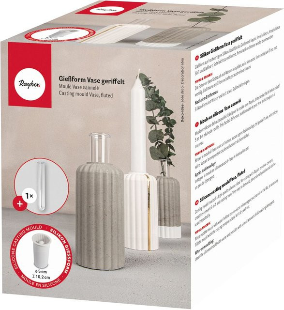 Rayher Gießform Vase geriffelt aus Kunststoff in Grau und Weiß - Bild 1