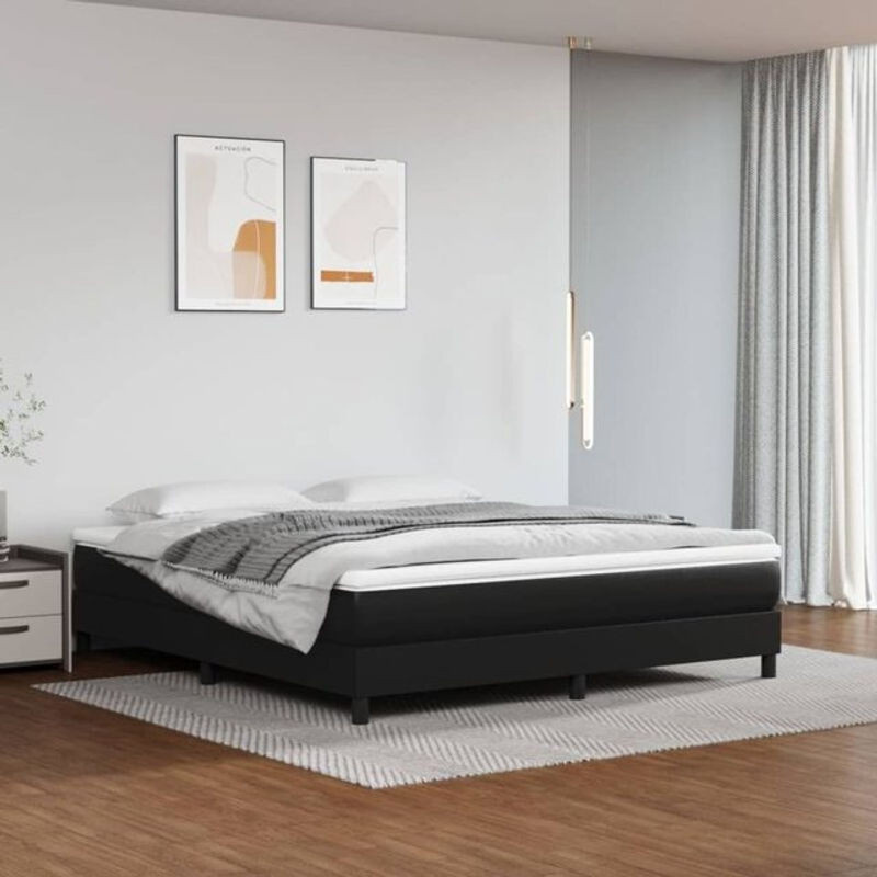vidaxl Boxspringbett in Schwarz aus Kunstleder und Holzwerkstoff B/T/H: 180 x 200 cm - Bild 1