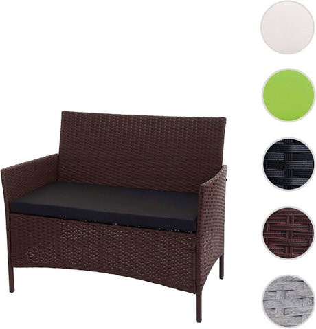 MVG Gartenbank MVG-HA028 2-Sitzer aus Stahl und Kunststoff in Braun mit Armlehnen und Polsterkissen, B/H/T: 106 x 83 x 60 cm - Bild 1