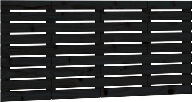 vidaXL Wand-Kopfteil aus Massivholz Kiefer in Schwarz mit rustikaler Optik, B: 146 cm, H: 63 cm, T: 3 cm - Bild 1