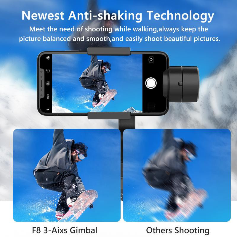 Allbestart F8 Handheld 3-Achsen Gimbal Smartphone Stabilisator mit Bluetooth in Schwarz - Bild 3