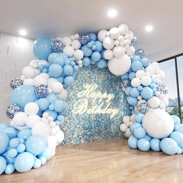 YAYB 146-teiliges Ballongirlanden-Set in Babyblau für Geburtstagsparty und Babyparty Dekoration - Bild 1