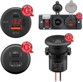 RAM Mounts Einbaucharger mit LED und offenen Kabelenden, USB-A und USB-C, Schwarz (560027) - Bild 1