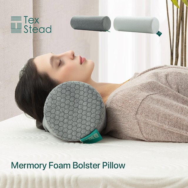 Ergonomische Lendenwirbelstütze aus Memory-Schaum von TEXSTEAD in Weiß und Grau zur Unterstützung der Körperhaltung und Linderung von Rückenschmerzen - Bild 1