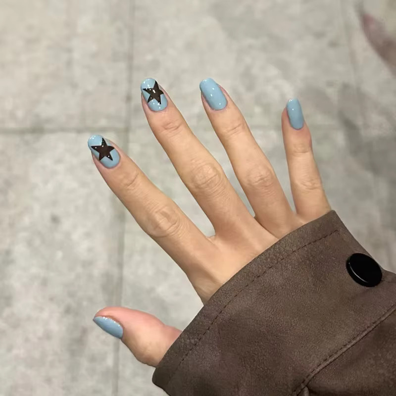 Künstliche Nägel, Blau, Quadratisch, 24 Stück, Glänzend, Damen - Bild 3