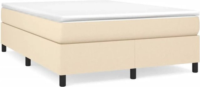vidaXL Boxspringbett in Beige aus Stoff mit gepolstertem Rahmen, B/T/H: 140 x 200 x 35 cm - Bild 1