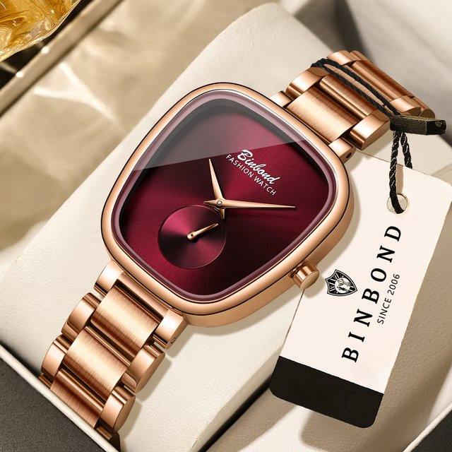 BINBOND Armbanduhr Quarz, Edelstahl, Roségold, Schwarz, Damen - Bild 1