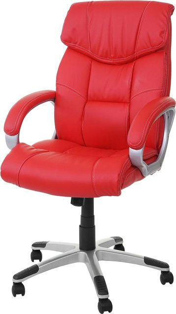 MCW Bürostuhl A71 Chefsessel Drehstuhl aus Kunstleder in Rot mit Wippmechanik - Bild 1