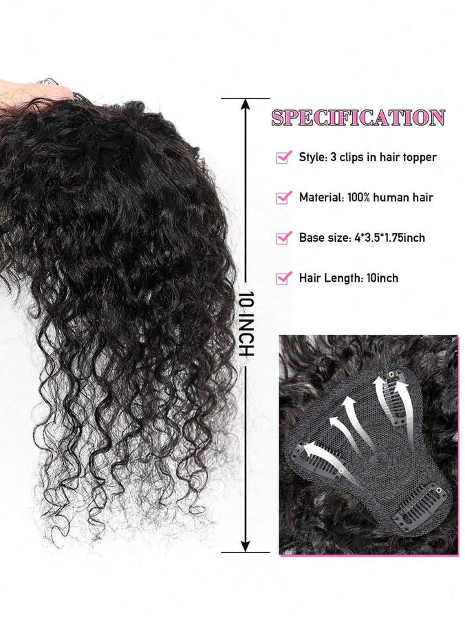 YYONG Topper-Haar Curly Wave mit Pony, Schwarz, Damen - Bild 2