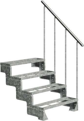 Dolle Außentreppe Gardentop aus Stahl mit 4 Einlegestufen in Silber, Geschosshöhe: 72 cm - Bild 1