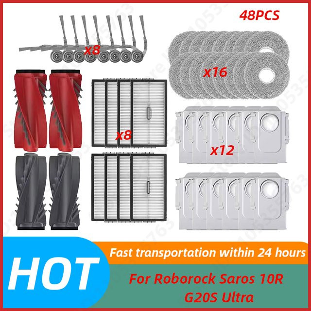 Roborock Zubehör-Set für Saros 10R, S9 MaxV Slim und G20S Ultra mit Hauptbürste, Seitenbürste, Mopp, HEPA-Filter und Staubbeutel - Bild 1