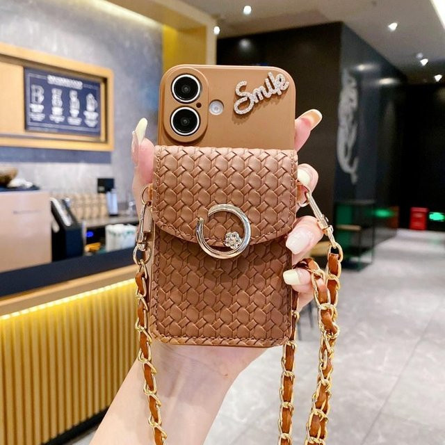 Samsung Leder Crossbody Tasche mit Portemonnaie und Lanyard für Galaxy S24 Ultra S23 FE S22 S21 S20 Note 20 in Braun - Bild 1