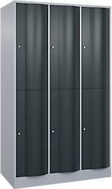 C+P Garderobenspind Resisto mit 3 Abteilen und 6 Fächern, Weißaluminium/Anthrazitgrau, B/T/H: 114,8 x 64,0 x 195,0 cm - Bild 1