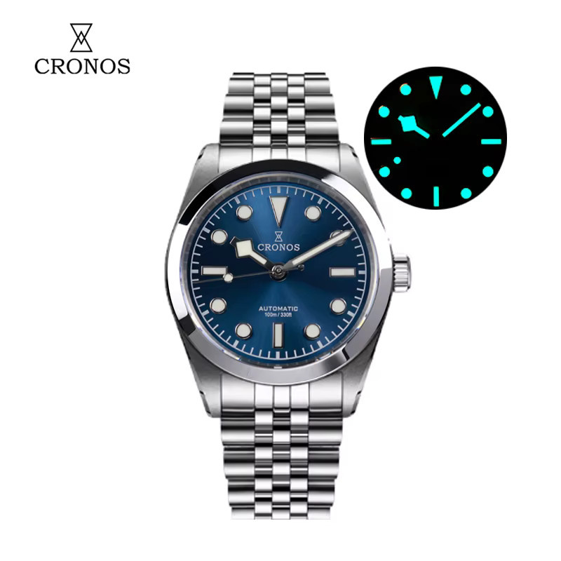 Cronos Armbanduhr Automatik, Edelstahl, 36 mm, Herren, Blau - Bild 2