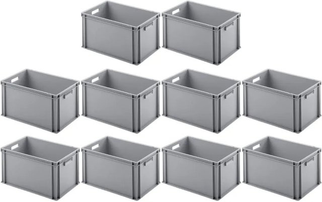 PROREGAL SparSet 10x Eurobehälter mit offenem Griff, Grau, H x B x T: 32 x 40 x 60 cm, 56 Liter - Bild 1