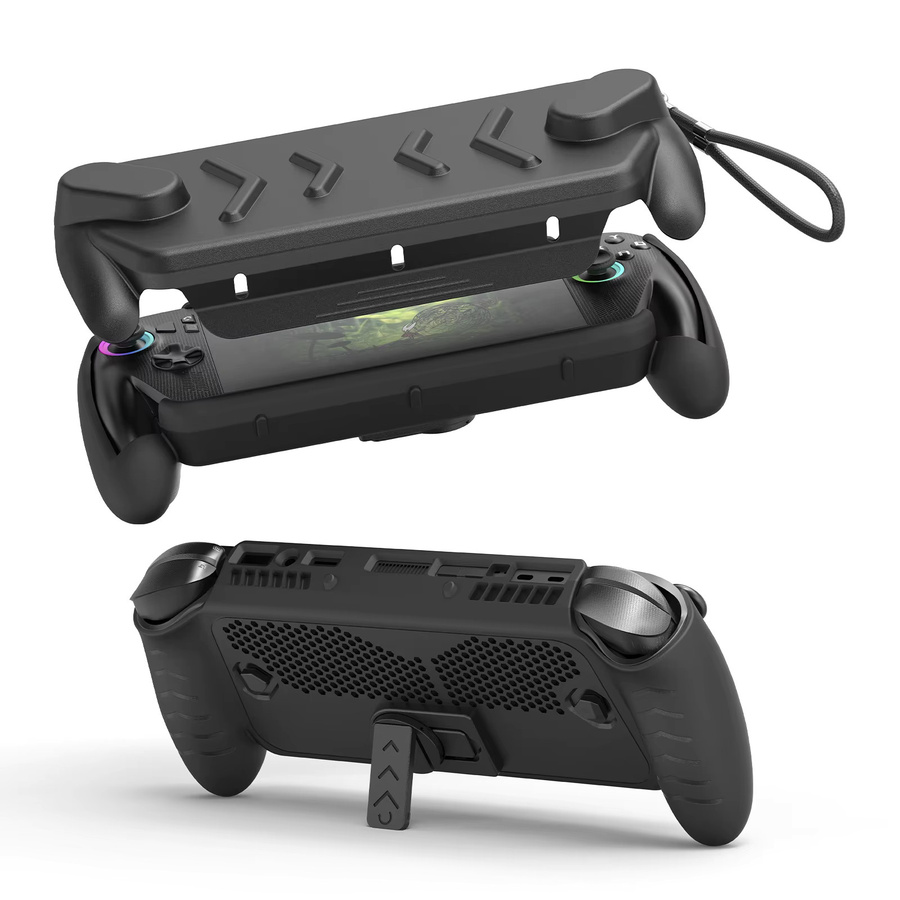 Ipega Vollschutz-TPU-Hülle mit Desktop-Ständer für ROG Ally und Xbox Handheld, Schwarz - Bild 3