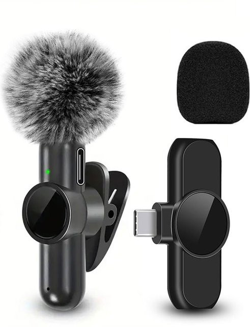 SNZIYAG Kabelloses Lavalier-Mikrofon mit USB-C Anschluss in Schwarz für mobiles Live-Streaming und Videoaufnahmen - Bild 1