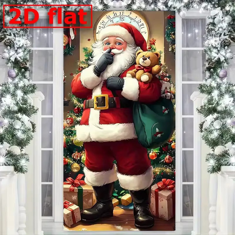 1p2Dfalt Weihnachtsmann Türvorhang Banner als Weihnachtsdekoration für Haustüren in Blau und Mehrfarbig, B: 60 cm, H: 120 cm - Bild 4