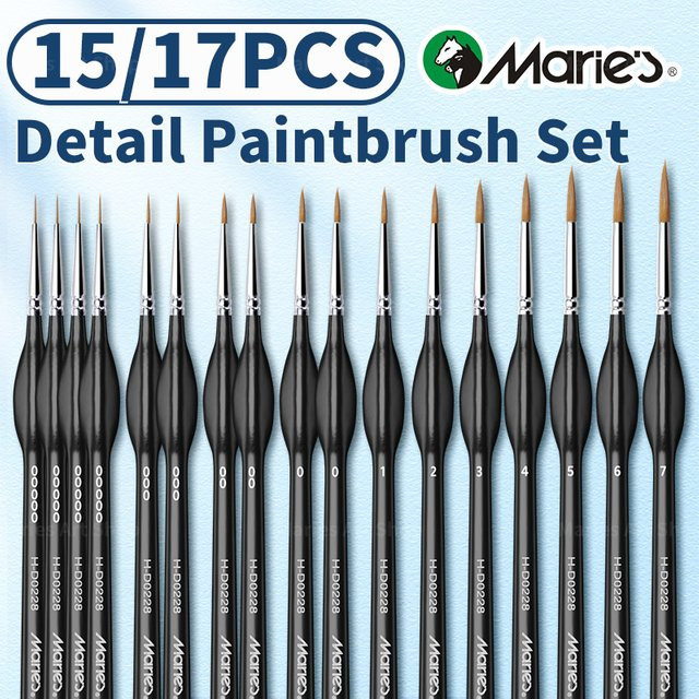 Marie 15-teiliges Detailpinsel-Set für Acrylmalerei und Miniaturarbeiten - Bild 1