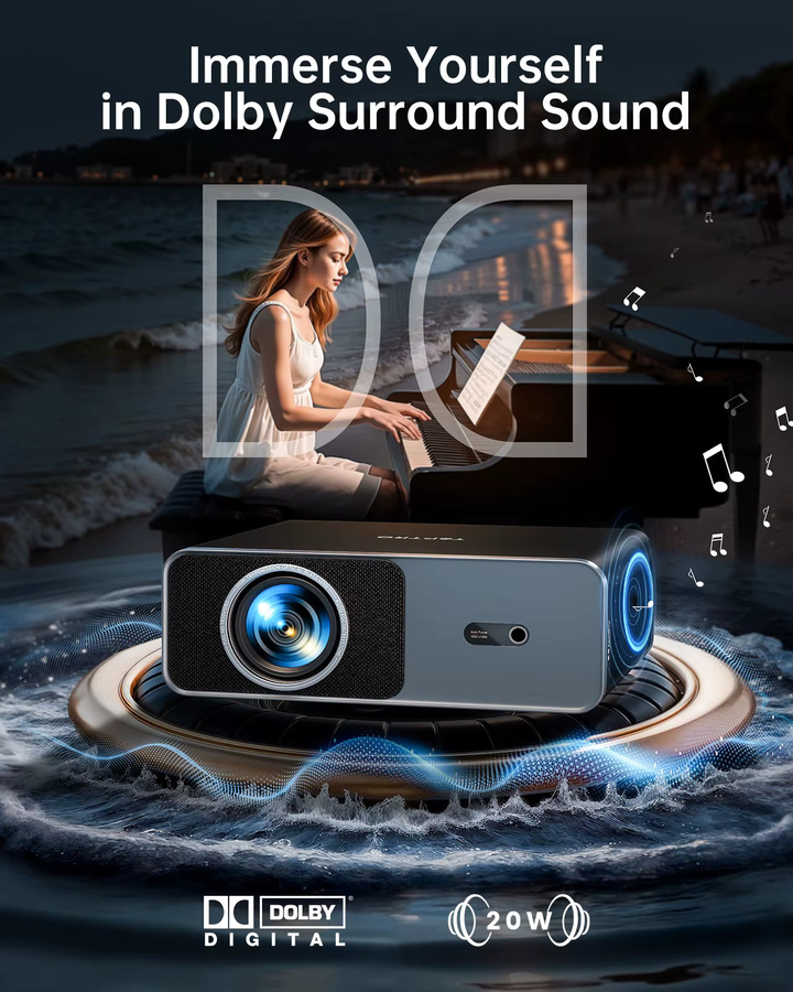 TOPTRO 4K Smart Home Theater Filmprojektor in Schwarz mit Autofokus, Keystone, WiFi6 und Bluetooth 5.2, Full HD 1080p, offiziell Netflix-kompatibel - Bild 5