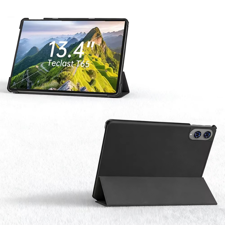 YOUQEEC Funda für Teclast T65 2025, 13,4 Zoll Tablet-PC-Hülle mit harter Rückseite und dreifach faltbarem Stand, Schwarz - Bild 3