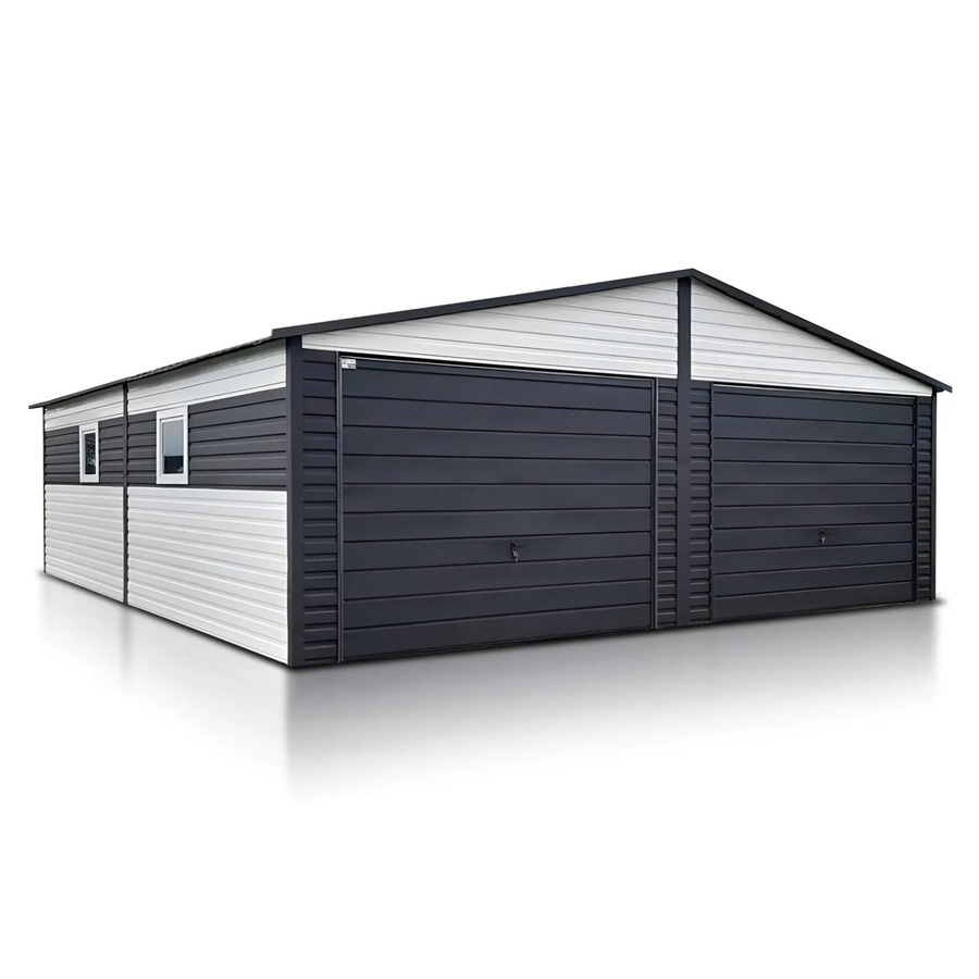 Liderstal Doppelgarage Standard aus Blech mit Satteldach und Schwingtor in Weiß, B/T: 700 x 700 cm - Bild 2