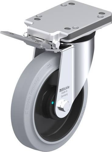 Blickle Lenkrolle LK-POEV 200KAD-IS-SG mit Feststeller, Rad-Durchmesser: 20 cm, Tragfähigkeit: 500 kg, Farbe: Grau/Schwarz/Blau - Bild 1