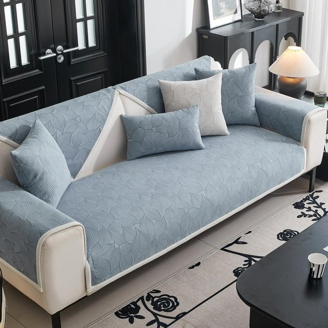 Super Six Chenille Sofabezug im Jacquard-Design, rutschfest, quadratisch, B/T/H: 70 x 70 x 70 cm - Bild 1