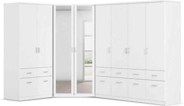 RAUCH BLUE Eckschrank Bremen 8-türig in Alpinweiß mit integrierten Schubladen und Spiegel, H: 199 cm, B: 208 cm, T: 58 cm - Bild 1