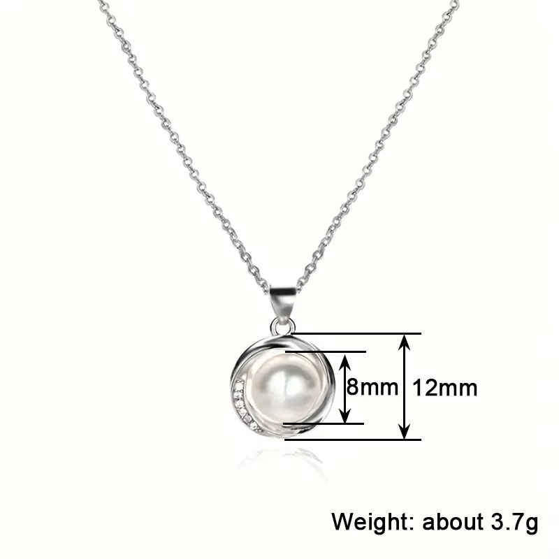 Huitan Halskette mit Anhänger, Silber, Perle, Zirkonia, Damen - Bild 4