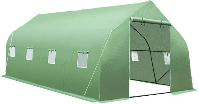 tectake Foliengewächshaus in Zeltform mit 8 Fenstern und Reißverschlussöffnung, Grün, B/T/H: 600 x 300 x 205 cm - Bild 2