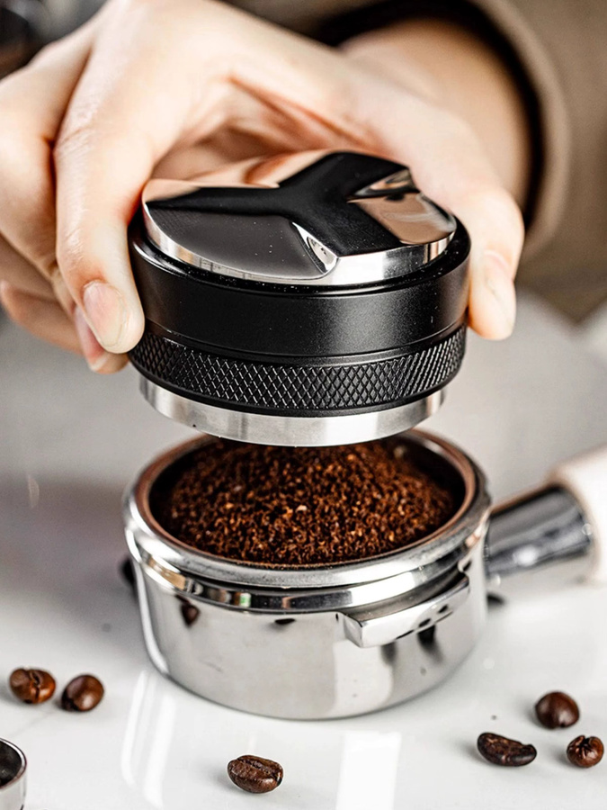 OANKR Kaffeeverteiler und Espresso-Stampfer aus Edelstahl als Doppelkopf-Nivelliergerät für Breville Bodenlose Siebträger, Durchmesser: 53 mm - Bild 7