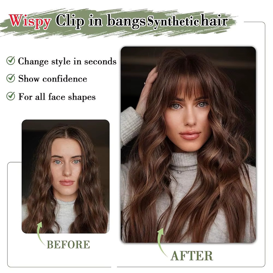 Manetique Clip-In Haarverlängerung Air Bangs, Synthetisch, Damen - Bild 3