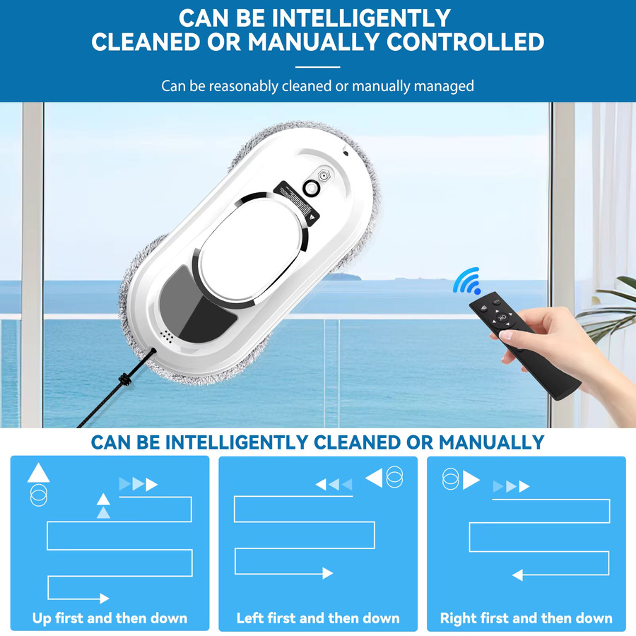 GECOFEER Intelligenter Fensterreinigungsroboter mit 5600Pa Saugkraft, UPS-Stromversorgung und Fernbedienung, Farbe: Weiß - Bild 2
