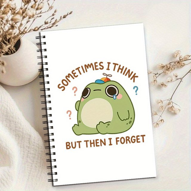 Humorvolles Frosch-Spiralnotizbuch in Schwarz und Multicolour für Schule und Arbeit - Bild 1