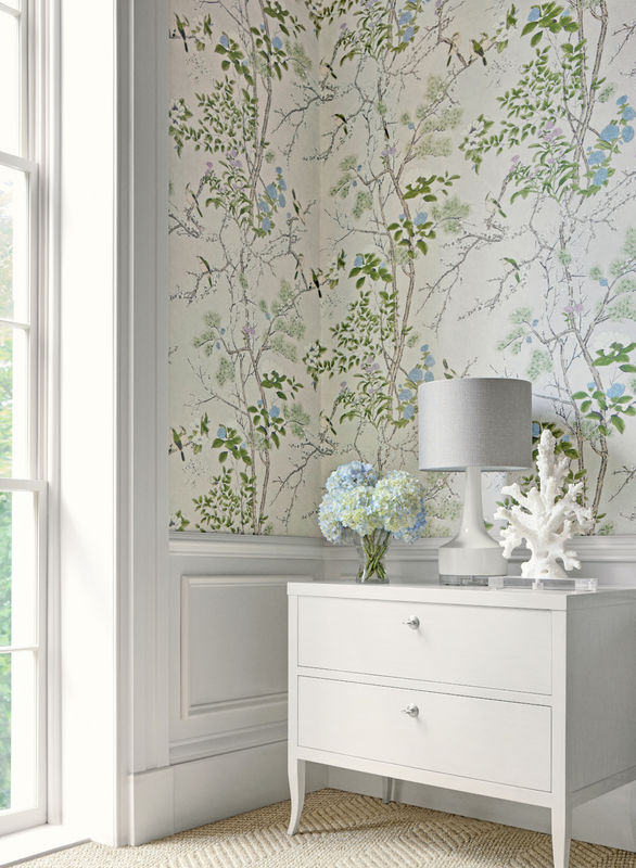 Thibaut Tapete Katsura Vlies mit floralem und botanischem Muster in Creme, Lavendel und Multicolour - Bild 2