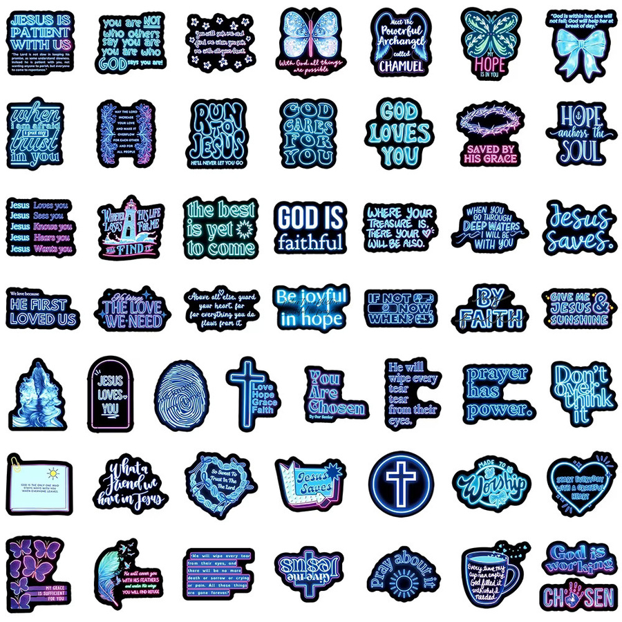 Charile Neon-Style Blaue Bibel-Inspirationszitate Aufkleber, 10 Stück - Bild 4