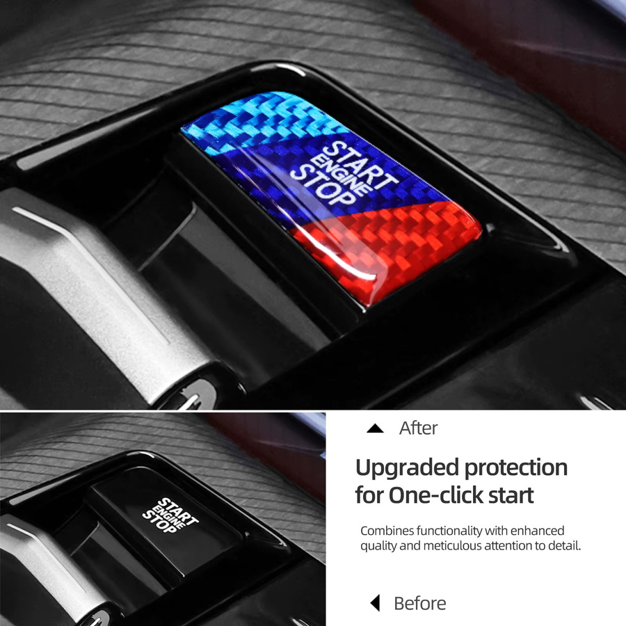 BetterHumz Echtcarbon Motorstart-Stopp-Knopf Zierleiste Aufkleber für BMW 5er G60 G70 X3 G45 G48 in Schwarz und Multicolour - Bild 4
