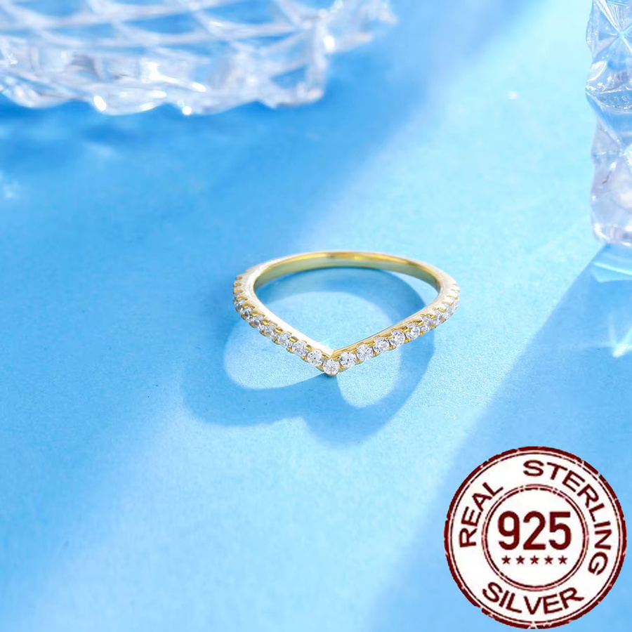 CWWZircons Ringe, 925 Silber, vergoldet, Zirkonia, Damen - Bild 4