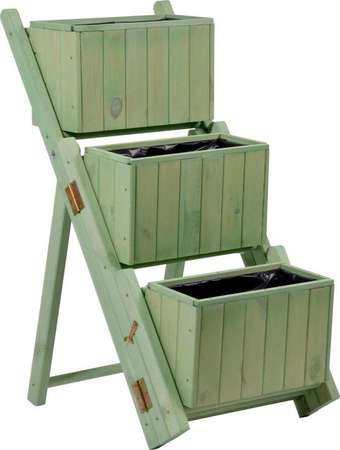 Dobar Ausklappbare Pflanztreppe aus imprägniertem Kiefernholz mit 3 Pflanzkästen in Mintgrün, B/H/T: 41 x 85 x 55 cm