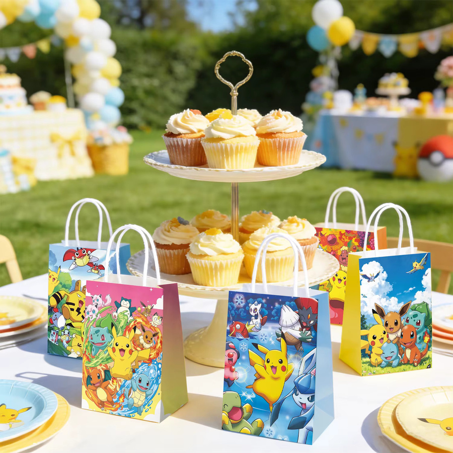 18 Stück Pokemon Party-Geschenktüten aus Papier mit Pikachu Motiv in Mehrfarbig von Potdemiel - Bild 3