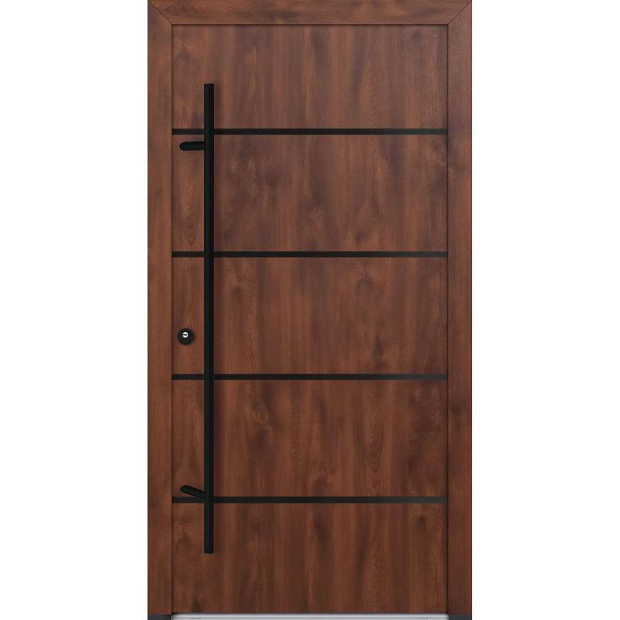 FM Türen Innen Tür AS68 Modell 22 in Nussbaum mit Beschläge Set, Farbe: Braun, Ausführung: Links, B/H: 110 x 210 cm - Bild 2
